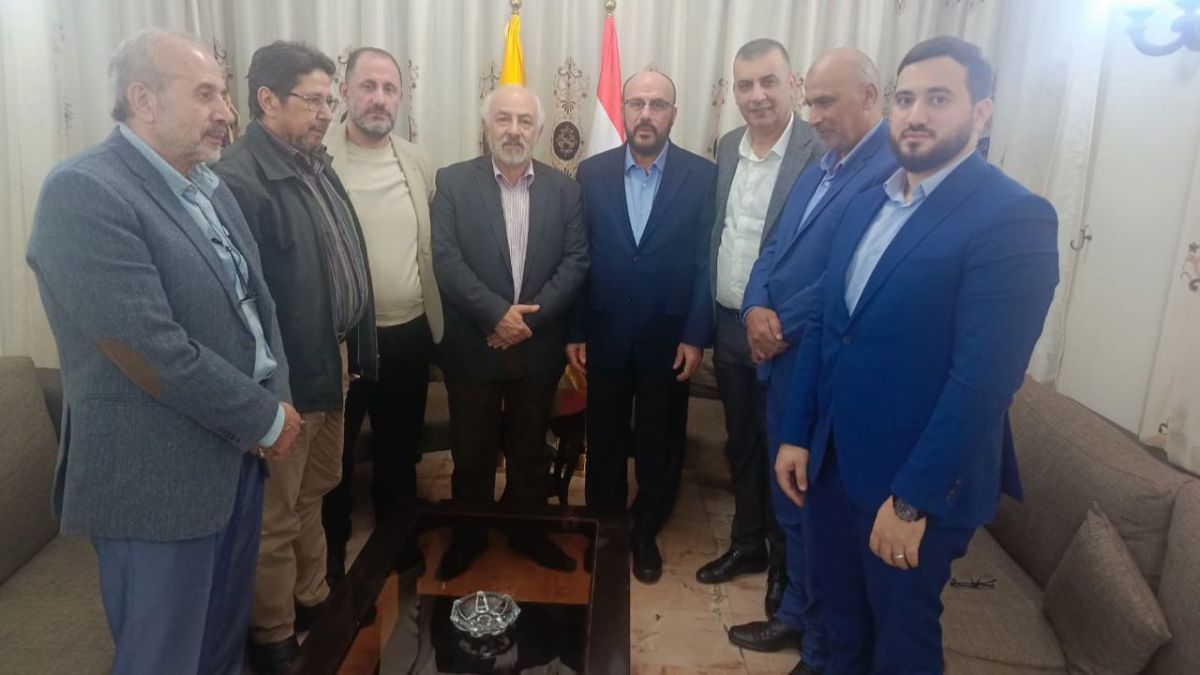 استقبال مسؤول العلاقات الفلسطينية في حزب الله النائب السابق الحاج حسن حب الله وفد من اللقاء التشاوري الوطني الفلسطيني 16-11-2025