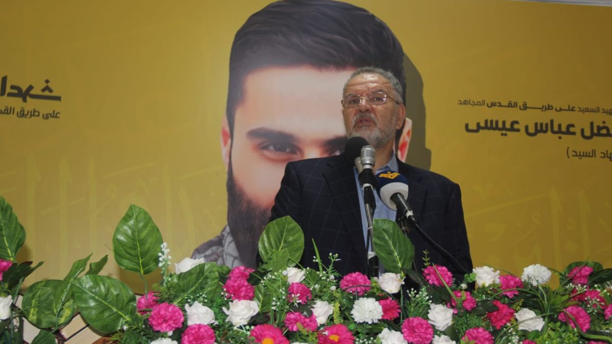 عضو كتلة الوفاء للمقاومة النائب علي فياض خلال كلمة ألقاها في أسبوع الشهيد فضل عباس عيسى (جهاد السيد) في بلدة حومين التحتا 15-6-2025