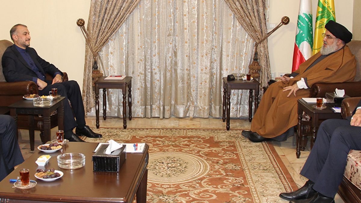 لقاء السيد حسن نصرالله مع وزير خارجية الجمهورية الاسلامية  الايرانية 25-3-2022