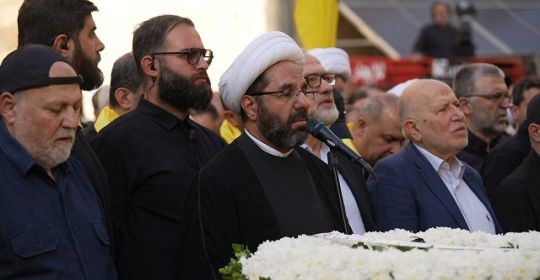 رئيس المجلس التنفيذي في حزب الله الشيخ دعموش  خلال تشييع القائد ‏الجهادي الكبير الشهيد السيد هيثم الطبطبائي والشهيدين مصطفى برو وقاسم برجاوي أن الهدف من اغتيال هذا القائد الجهادي الكبير هو النيل من إرادة المقاومة وعزمها وقرارها وتصميمها وإخافتها وضعضعتها لتتراجع وتتوقف وتضعف وتستسلم وتخضع ولكن هذا الهدف لن يتحقق على الإطلاق 24-11-2025