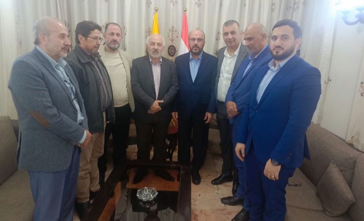 استقبال مسؤول العلاقات الفلسطينية في حزب الله النائب السابق الحاج حسن حب الله وفد من اللقاء التشاوري الوطني الفلسطيني 16-11-2025